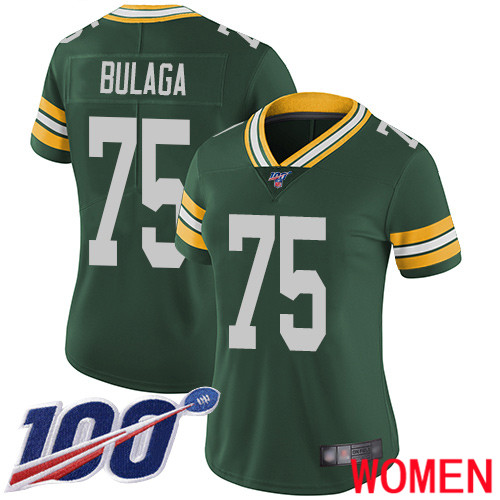 Green Bay Packers Limited Green Women 75 Bulaga Bryan Home Jersey Nike NFL 100th Season Vapor Untouchable